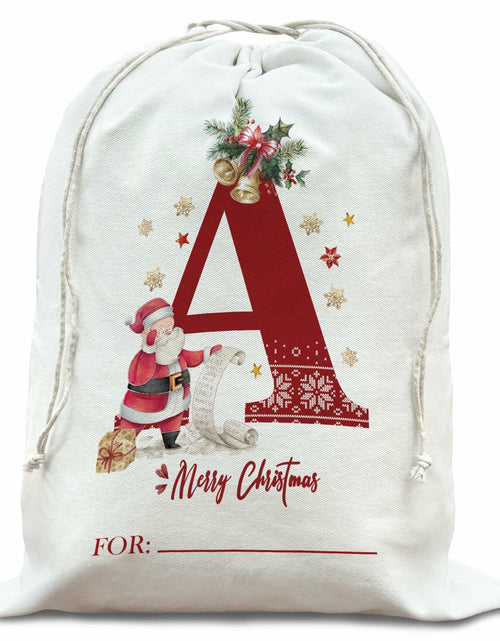 Load image into Gallery viewer, DSHFG Christmas Initial Personalized Drawstring Gift Bag for Women Red
