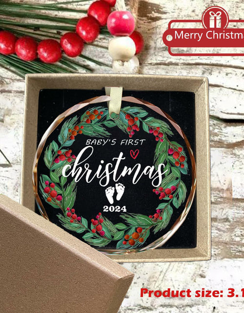 Load image into Gallery viewer, First Christmas Ornament 2024 Clear Glass Newborn Baby Keepsake Girls Boys
