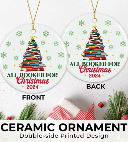 NewEleven Ceramic Christmas Ornament Book Lovers Gift Bookshelf Decor