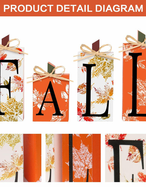 Load image into Gallery viewer, 4 PCS Autumn Wood Sign Fall Decor Farmhouse Harvest Thanksgiving Indoor
