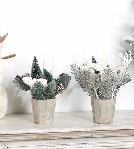 SUPREME 2PCS Mini Xmas Tree Tabletop Decor Artificial Indoor Holiday