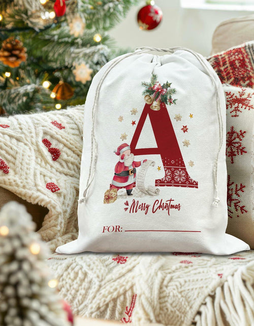 Load image into Gallery viewer, DSHFG Christmas Initial Personalized Drawstring Gift Bag for Women Red
