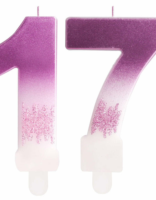 Load image into Gallery viewer, Zi Lan MGJJB-17 Rose Pink Gradient Number 17 Birthday Candle Cake Topper

