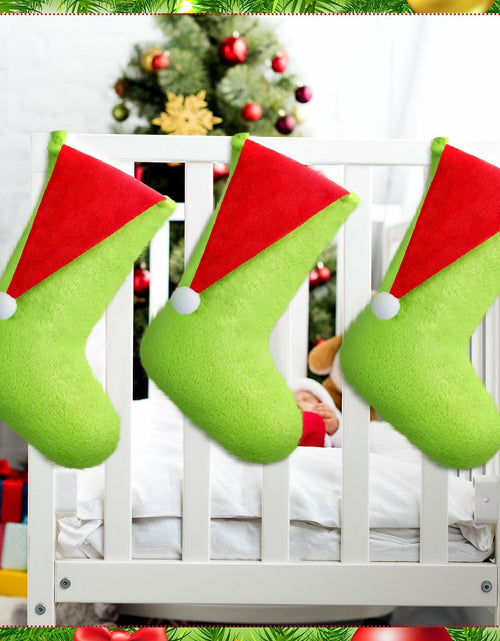 Load image into Gallery viewer, Lunmon 6pcs 18in Red Green Christmas Stockings Faux Fur Holiday Decor
