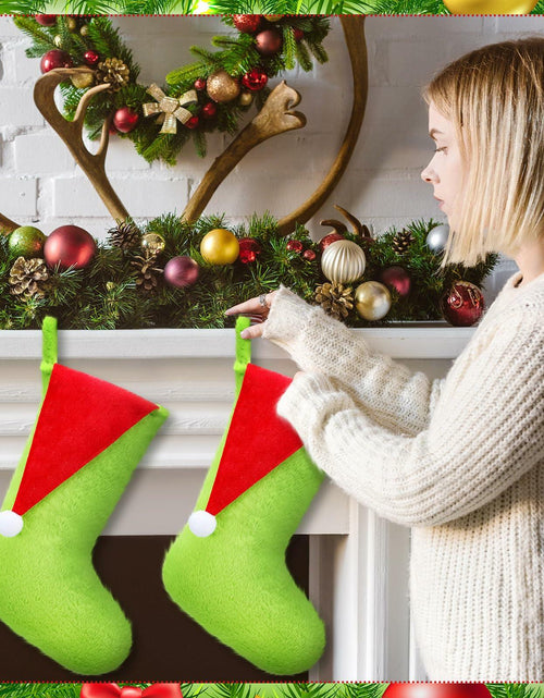 Load image into Gallery viewer, Lunmon 6pcs 18in Red Green Christmas Stockings Faux Fur Holiday Decor

