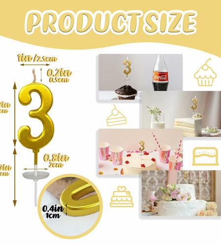 wusiyork Number 3 Birthday Candle Style A Single Unit Cake Decoration