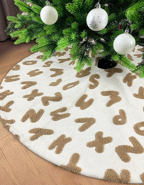 Load image into Gallery viewer, AISENO 48 Inch White Plush Alphabet Christmas Tree Skirt Faux Fur Decor
