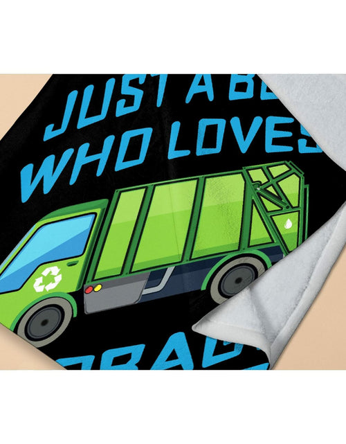 Load image into Gallery viewer, Boy Who Loves Garbage Trucks Soft Flannel Blanket Cozy 50x40 Kids Throw
