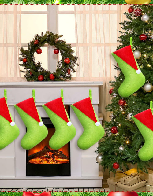Load image into Gallery viewer, Lunmon 6pcs 18in Red Green Christmas Stockings Faux Fur Holiday Decor
