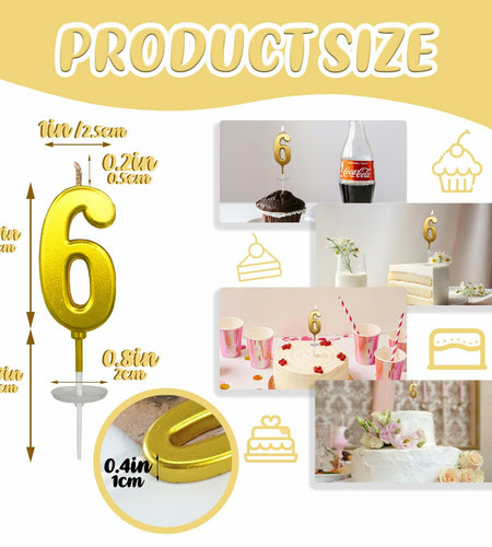 wusiyork Number 6 Birthday Candle Cake Decoration 1pc