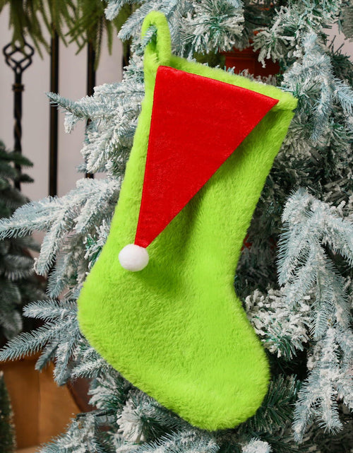 Load image into Gallery viewer, Lunmon 6pcs 18in Red Green Christmas Stockings Faux Fur Holiday Decor
