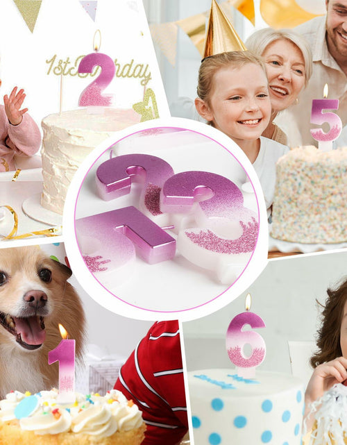 Load image into Gallery viewer, Zi Lan MGJJB-17 Rose Pink Gradient Number 17 Birthday Candle Cake Topper
