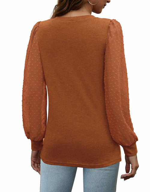 Load image into Gallery viewer, OFEEFAN Womens Puff Sleeve Top Caramel Long Sleeve Size S
