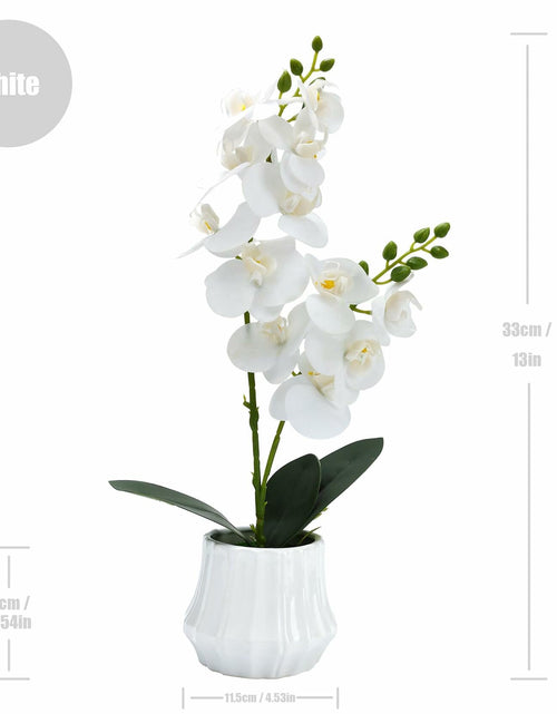 Load image into Gallery viewer, Angerlo 13" White Artificial Butterfly Orchid Ceramic Vase Decor
