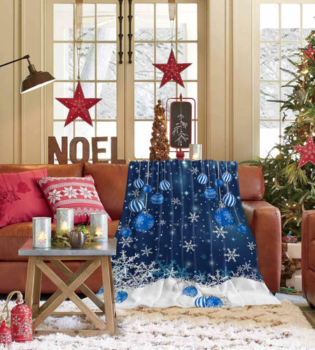 Blue Snowflake Christmas Throw Blanket Soft Cozy Fleece 40x60 Inch