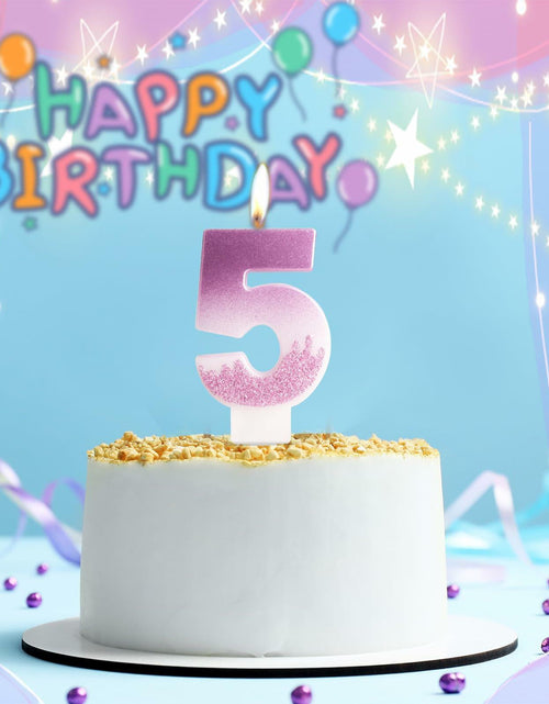 Load image into Gallery viewer, Zi Lan MGJJB-17 Rose Pink Gradient Number 17 Birthday Candle Cake Topper
