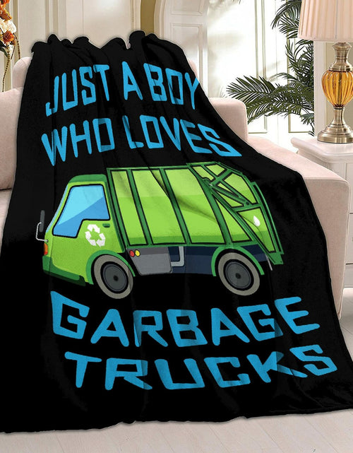 Load image into Gallery viewer, Boy Who Loves Garbage Trucks Soft Flannel Blanket Cozy 50x40 Kids Throw
