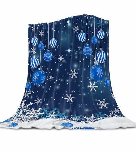 Blue Snowflake Christmas Throw Blanket Soft Cozy Fleece 40x60 Inch