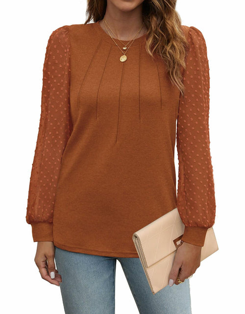 Load image into Gallery viewer, OFEEFAN Womens Puff Sleeve Top Caramel Long Sleeve Size S
