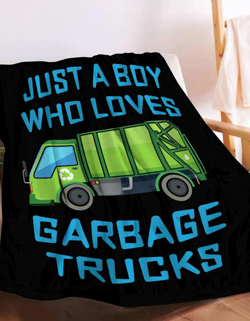 Load image into Gallery viewer, Boy Who Loves Garbage Trucks Soft Flannel Blanket Cozy 50x40 Kids Throw

