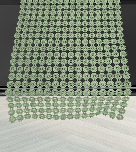Elegant Comfort Table Runner Green Crochet Luxury Embroidery 16x20 Inch