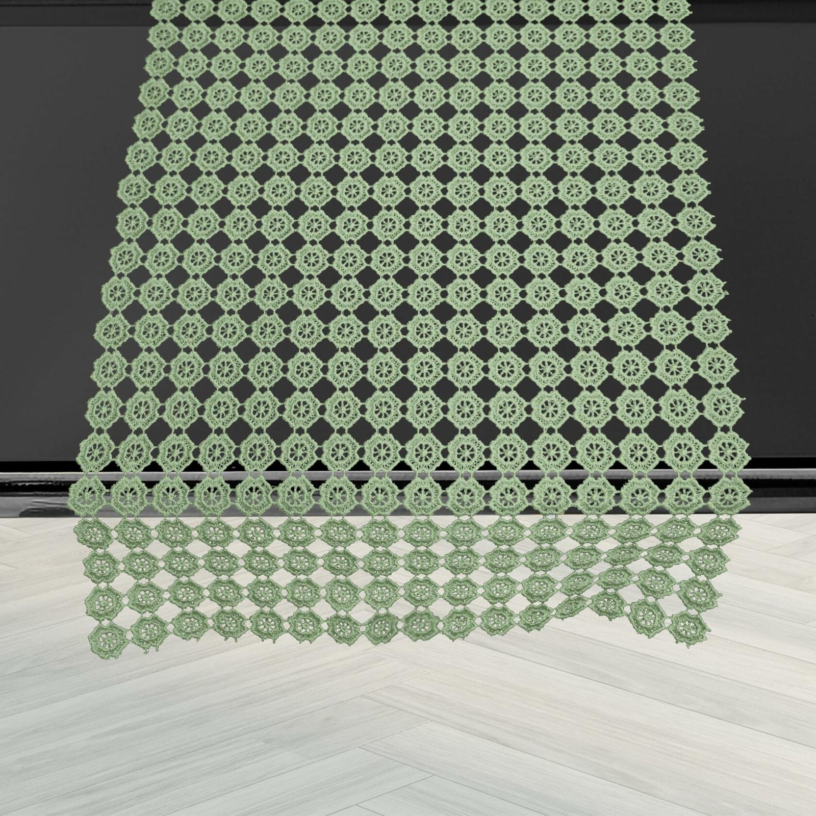 Elegant Comfort Table Runner Green Crochet Luxury Embroidery 16x20 Inch