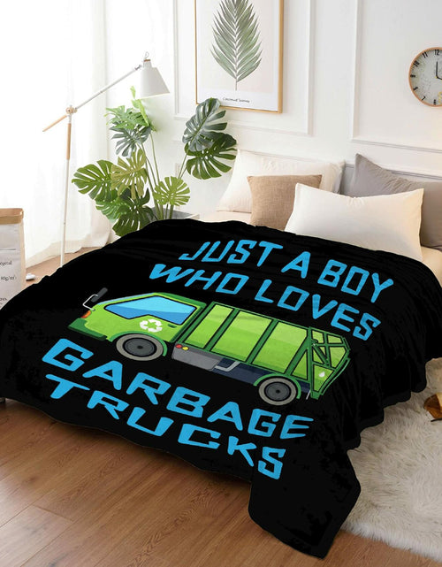 Load image into Gallery viewer, Boy Who Loves Garbage Trucks Soft Flannel Blanket Cozy 50x40 Kids Throw
