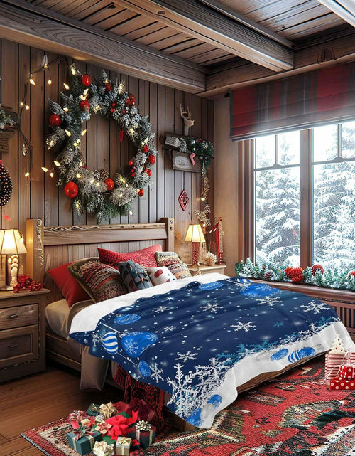 Load image into Gallery viewer, Blue Snowflake Christmas Throw Blanket Soft Cozy Fleece 40x60 Inch
