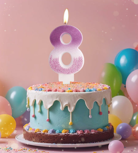 Zi Lan MGJJB-17 Rose Pink Gradient Number 17 Birthday Candle Cake Topper