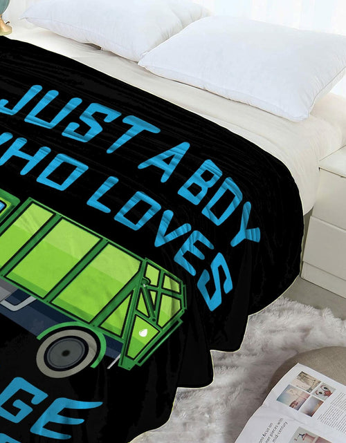 Load image into Gallery viewer, Boy Who Loves Garbage Trucks Soft Flannel Blanket Cozy 50x40 Kids Throw
