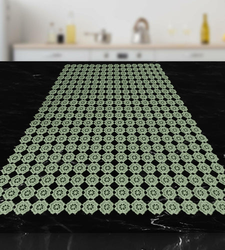 Elegant Comfort Table Runner Green Crochet Luxury Embroidery 16x20 Inch