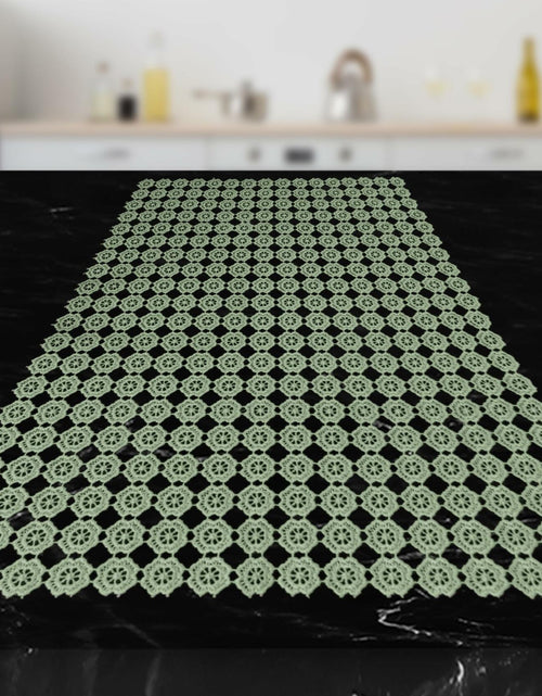 Load image into Gallery viewer, Elegant Comfort Table Runner Green Crochet Luxury Embroidery 16x20 Inch
