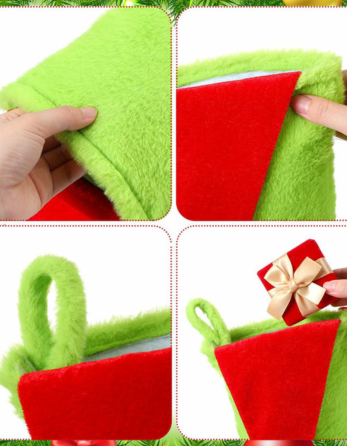 Load image into Gallery viewer, Lunmon 6pcs 18in Red Green Christmas Stockings Faux Fur Holiday Decor

