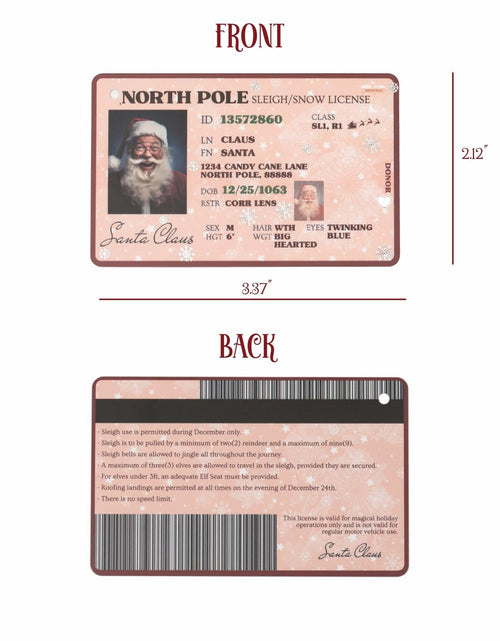 Load image into Gallery viewer, Santa's Lost Driver License Christmas Ornament with String &amp; Envelope
