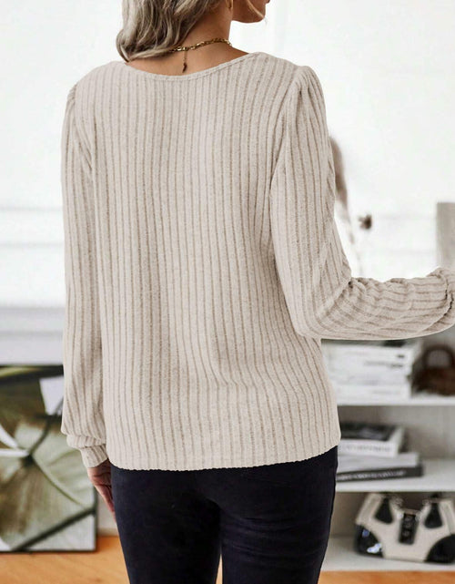 Load image into Gallery viewer, Samefar Womens Long Sleeve Blouse Casual Round Neck Apricot Size S

