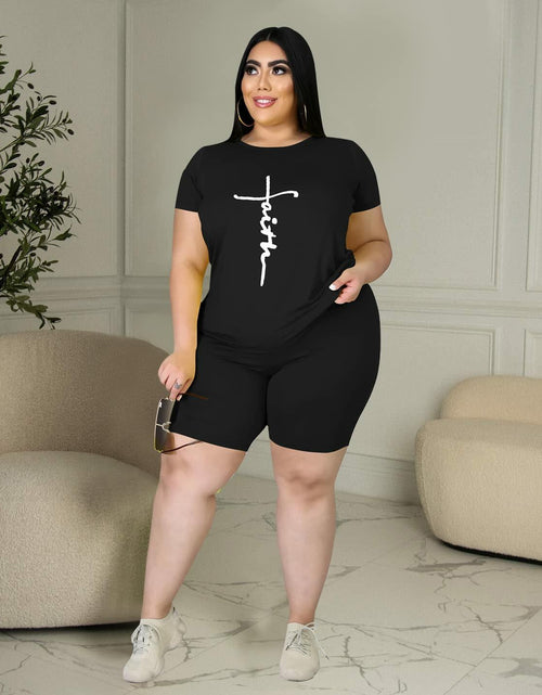 Load image into Gallery viewer, Tycorwd Plus Size 2PC Jogger Set Black Summer Casual Tracksuit Size 5-3XL
