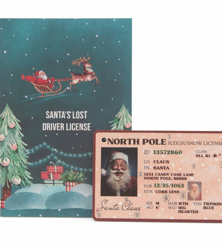 Santa's Lost Driver License Christmas Ornament with String & Envelope
