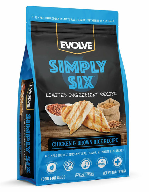 Load image into Gallery viewer, BestBy04/25 Evolve Simply Six Chicken Brown Rice Dog Food 4 lb Bag
