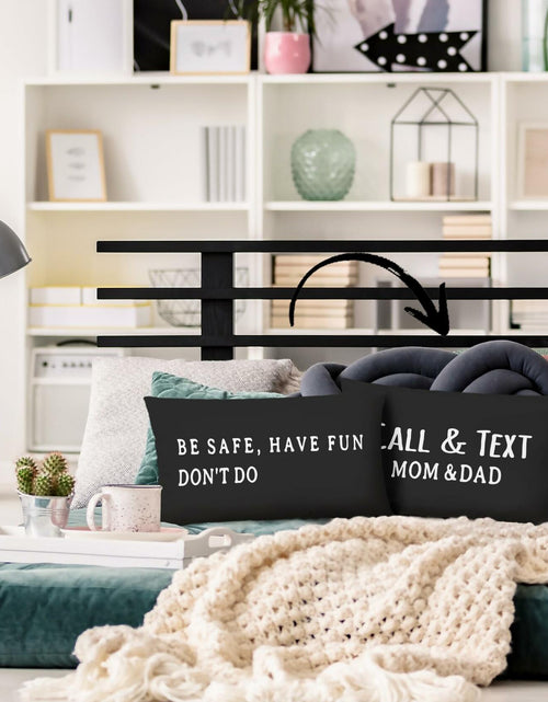 Load image into Gallery viewer, Mingnei Call Your Mom Reversible Decorative Pillow Cover 12x20 Black
