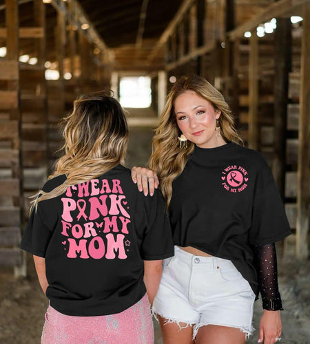 FASHGL I Wear Pink for My Mom Breast Cancer Awareness T-Shirt Pink Size M