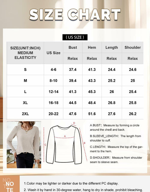 Load image into Gallery viewer, Samefar Womens Long Sleeve Blouse Casual Round Neck Apricot Size S
