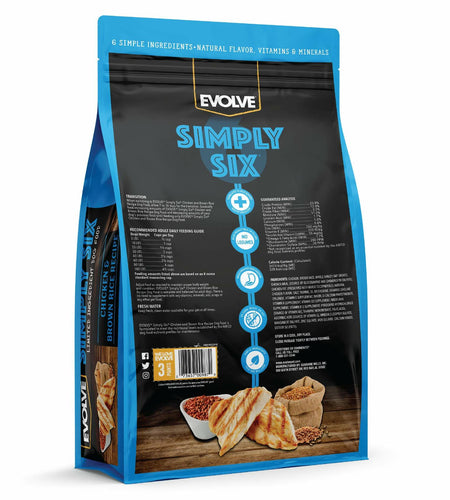 BestBy04/25 Evolve Simply Six Chicken Brown Rice Dog Food 4 lb Bag
