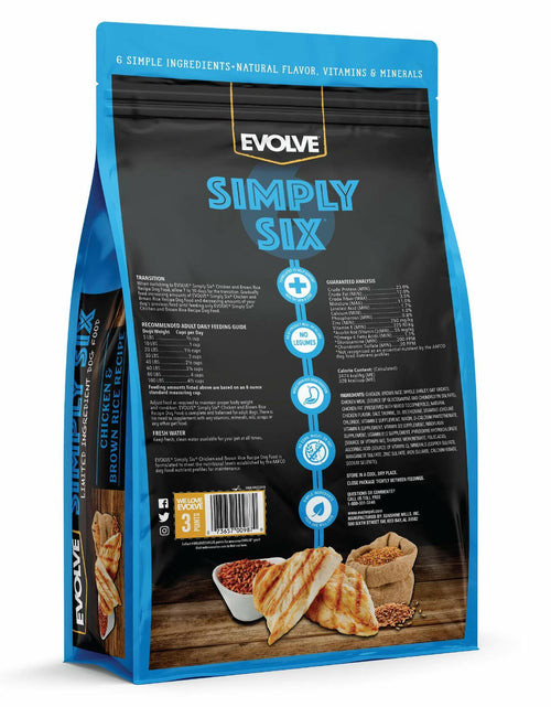 Load image into Gallery viewer, BestBy04/25 Evolve Simply Six Chicken Brown Rice Dog Food 4 lb Bag
