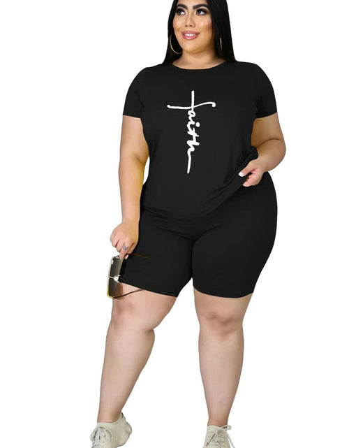 Load image into Gallery viewer, Tycorwd Plus Size 2PC Jogger Set Black Summer Casual Tracksuit Size 5-3XL
