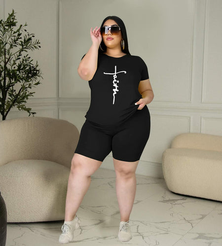 Tycorwd Plus Size 2PC Jogger Set Black Summer Casual Tracksuit Size 5-3XL