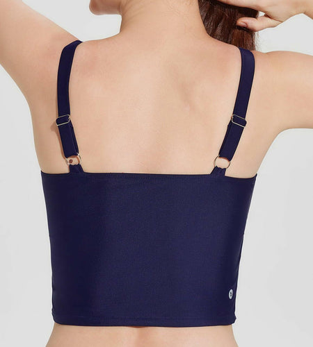 baleaf Women's Swim Top Tankini Square Neck Built-in Bra Navy Blue Size 38