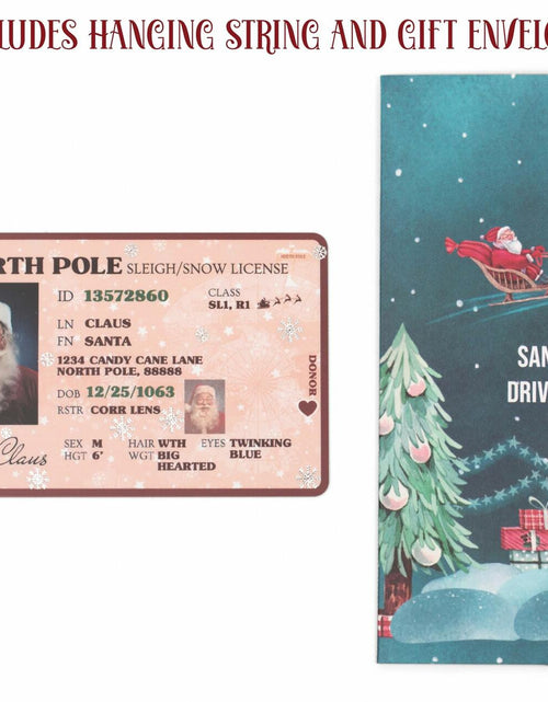Load image into Gallery viewer, Santa's Lost Driver License Christmas Ornament with String &amp; Envelope
