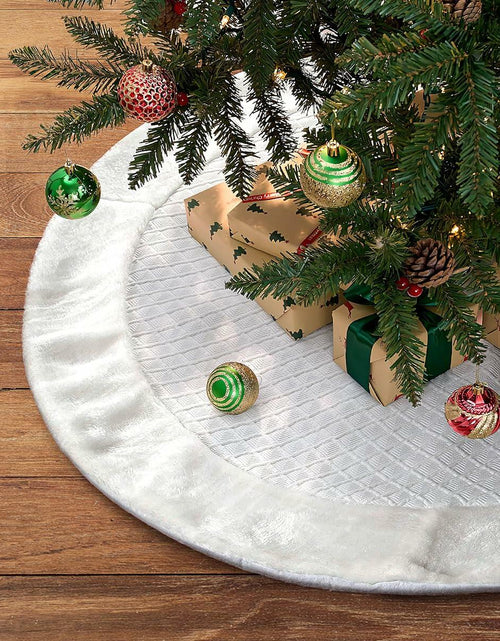 Load image into Gallery viewer, USILAND Christmas Tree Skirt White Faux Fur Rhombus Texture Size 32
