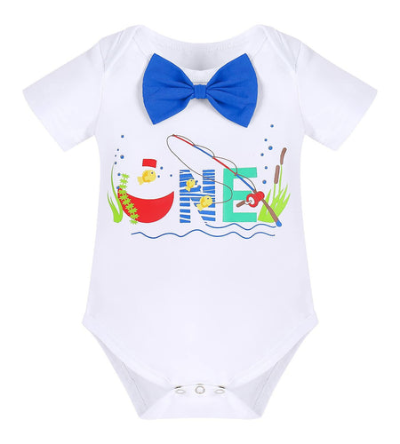 Big One Boys Bowtie Romper Suspenders Diaper Cover Hat Royal Blue Size 6-12M