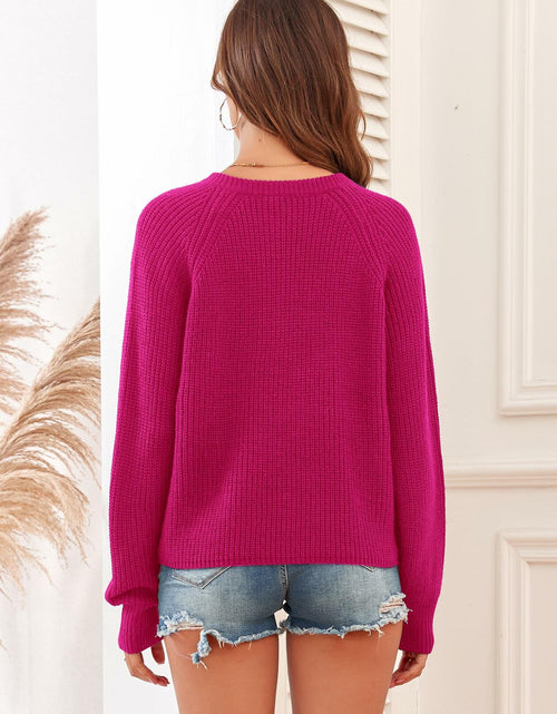 Load image into Gallery viewer, ZAFUL Rose Red V Neck Pullover Sweater Ribbed Knit Size M
